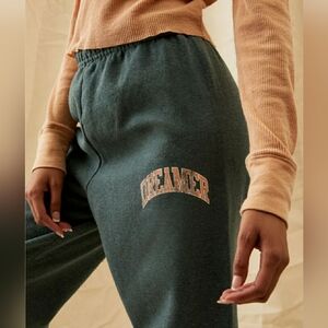PacSun Green "Dreamer" Sweatpants with Tan Script